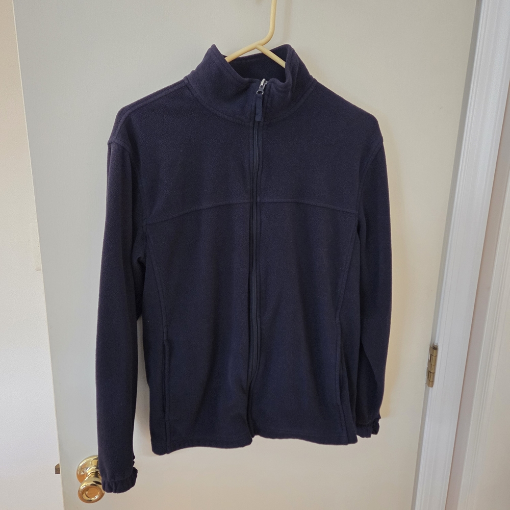 STARTER Men's Size Small Navy Full Zip Fleece WITH CUT SLEEVES.
